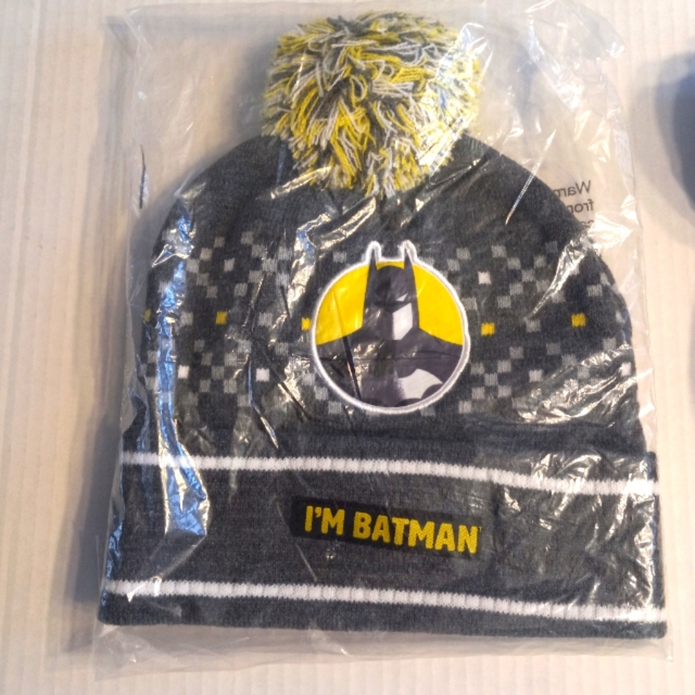 Batman gray & yellow hat with batman applique One Size